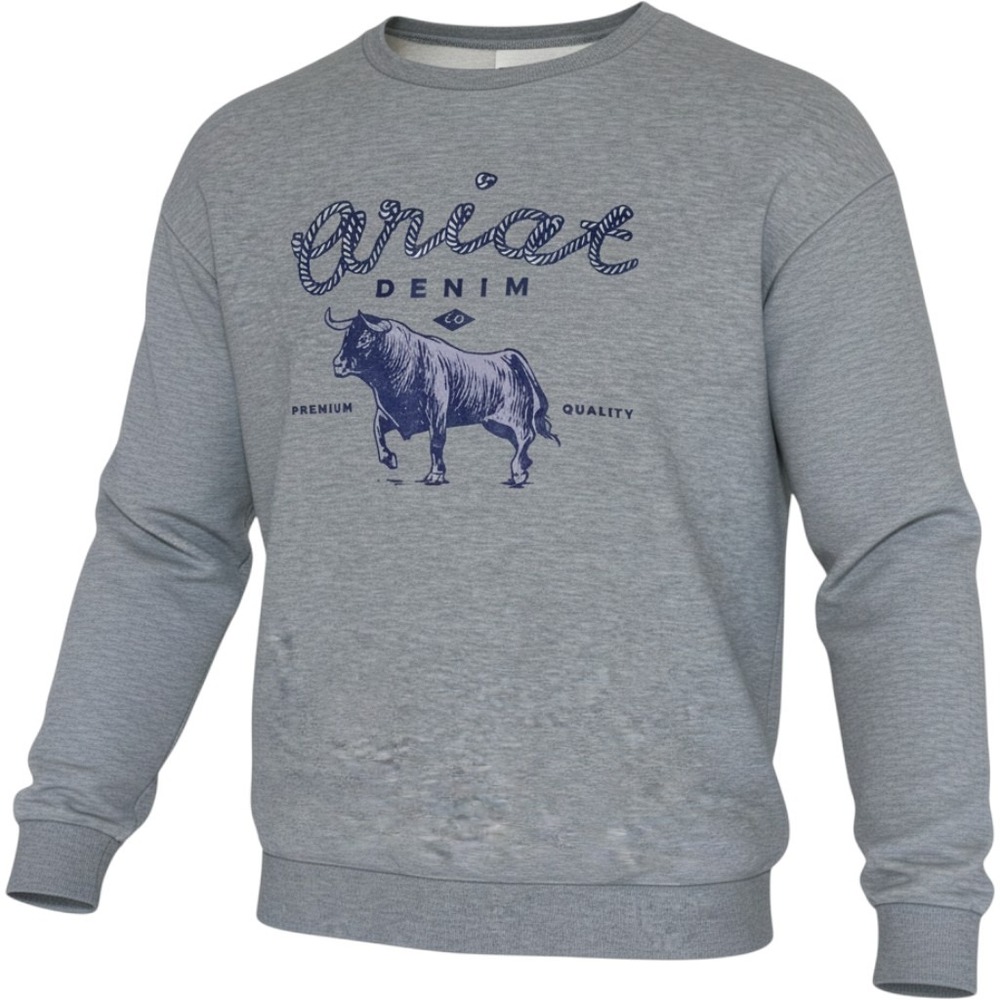 Ariat Sweatshirt Womens Small Gray Polyester Graphic Bull Western Crew Neck Boho